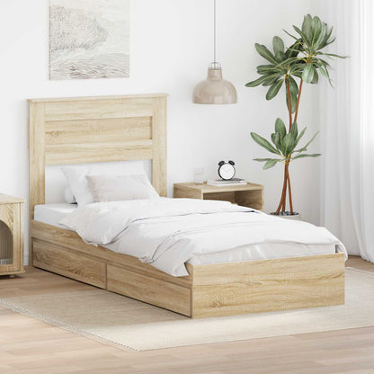Storage Bed with Drawer Sonoma Oak 90 x 190 cm Engineered Wood