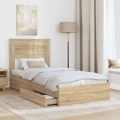 Storage Bed with Drawer Sonoma Oak 90 x 190 cm Engineered Wood