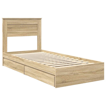 Storage Bed with Drawer Sonoma Oak 90 x 190 cm Engineered Wood