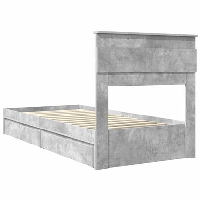 Storage Bed Concrete Grey 90 x 190 cm Engineered Wood