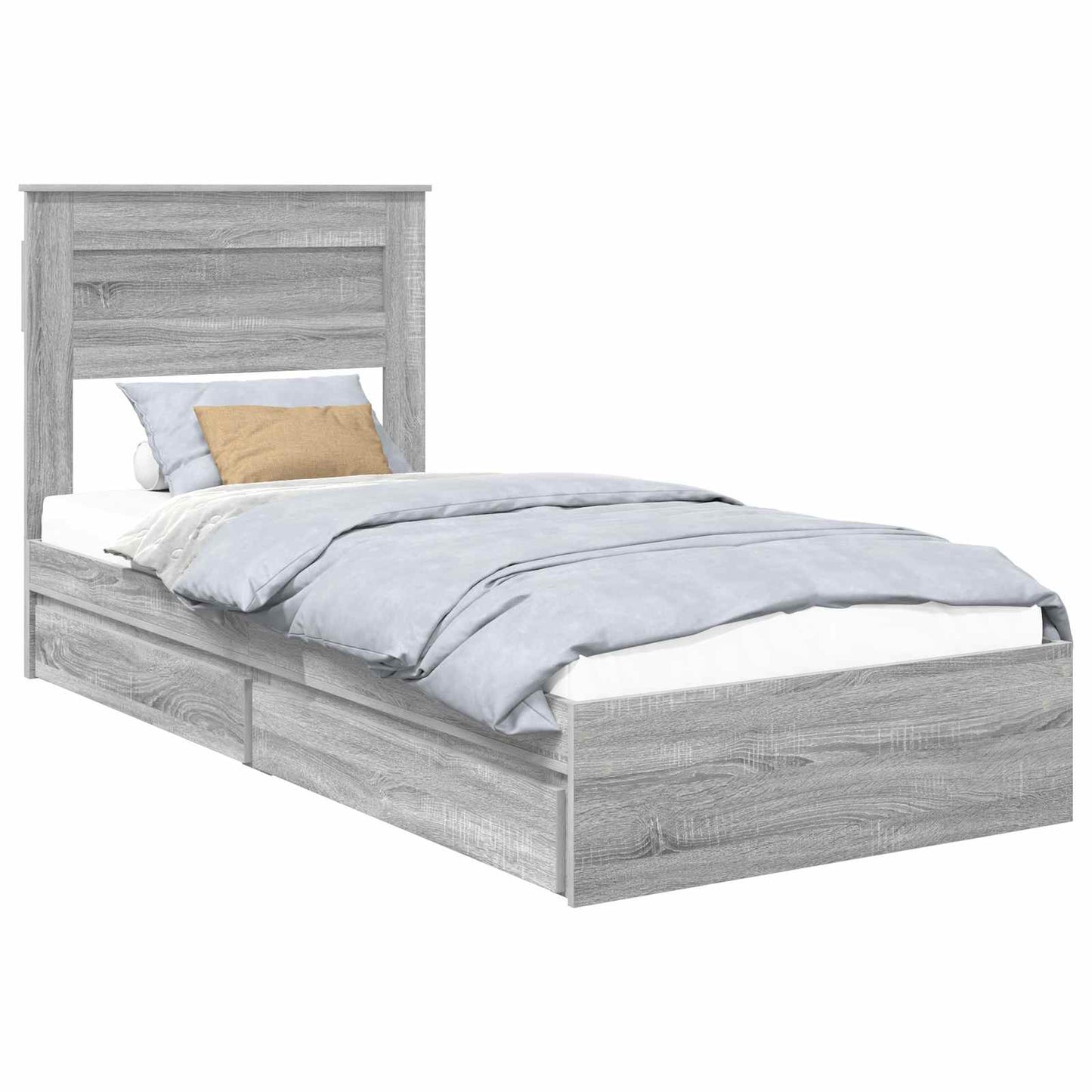 Storage Bed with Drawer Grey Sonoma 90 x 190 cm Engineered Wood