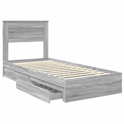 Storage Bed with Drawer Grey Sonoma 90 x 190 cm Engineered Wood