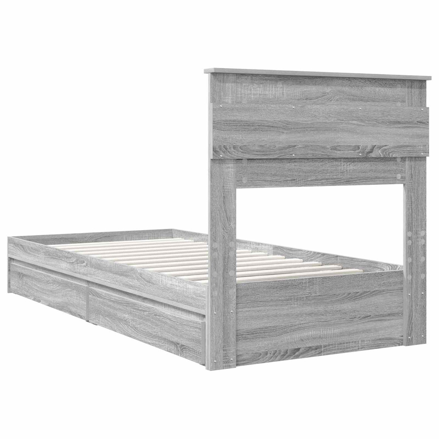 Storage Bed with Drawer Grey Sonoma 90 x 190 cm Engineered Wood