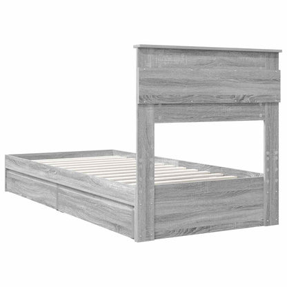 Storage Bed with Drawer Grey Sonoma 90 x 200 cm Engineered Wood