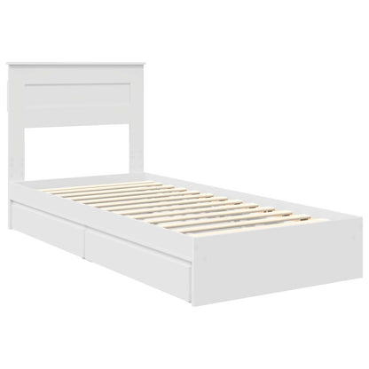 Storage Bed with Headboard White 75 x 190 cm Engineered Wood
