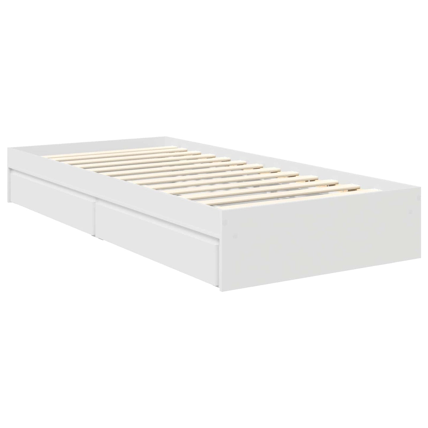 Storage Bed with Headboard White 75 x 190 cm Engineered Wood
