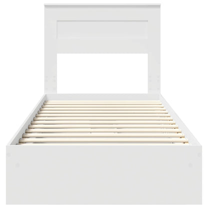 Storage Bed with Headboard White 75 x 190 cm Engineered Wood