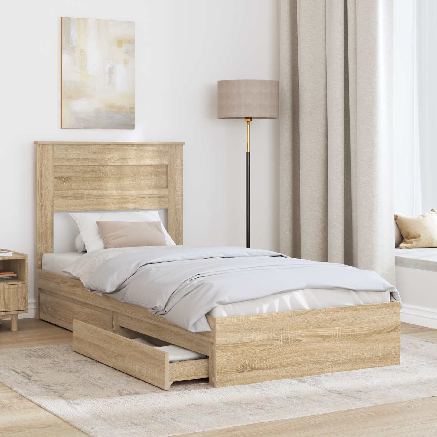 Storage Bed with Drawer Sonoma Oak 75 x 190 cm Engineered Wood