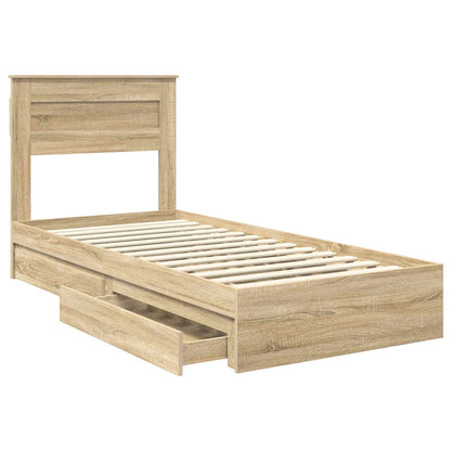 Storage Bed with Drawer Sonoma Oak 75 x 190 cm Engineered Wood