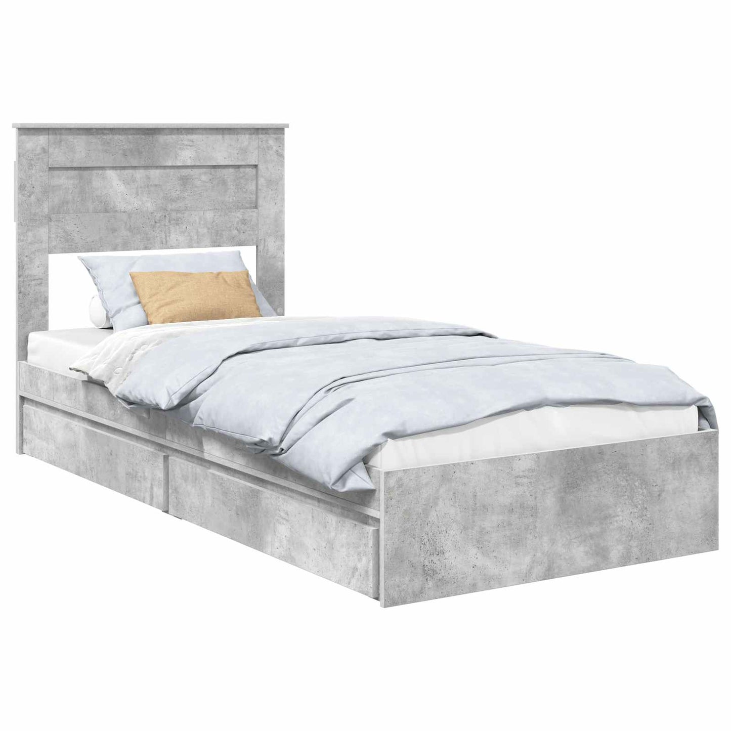 Storage Bed Concrete Grey 75 x 190 cm Engineered Wood