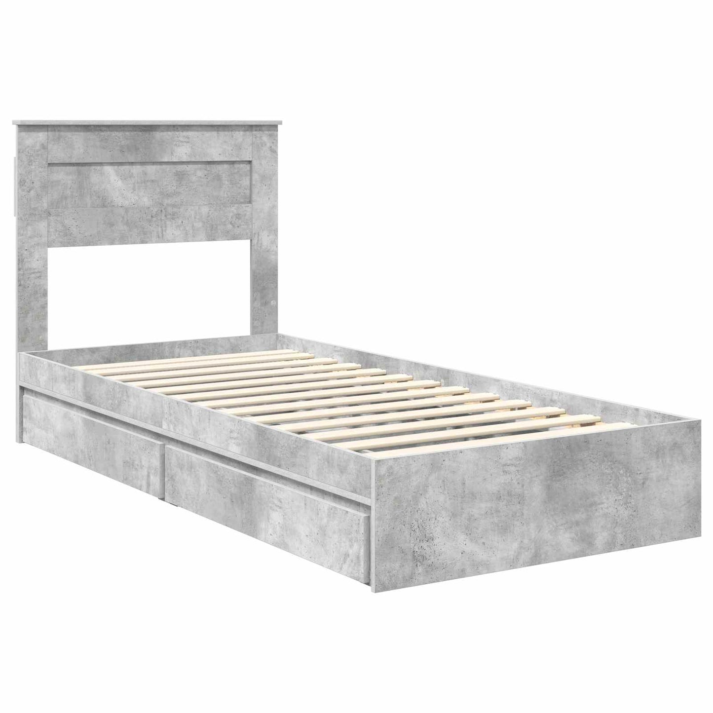 Storage Bed Concrete Grey 75 x 190 cm Engineered Wood