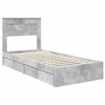 Storage Bed Concrete Grey 75 x 190 cm Engineered Wood