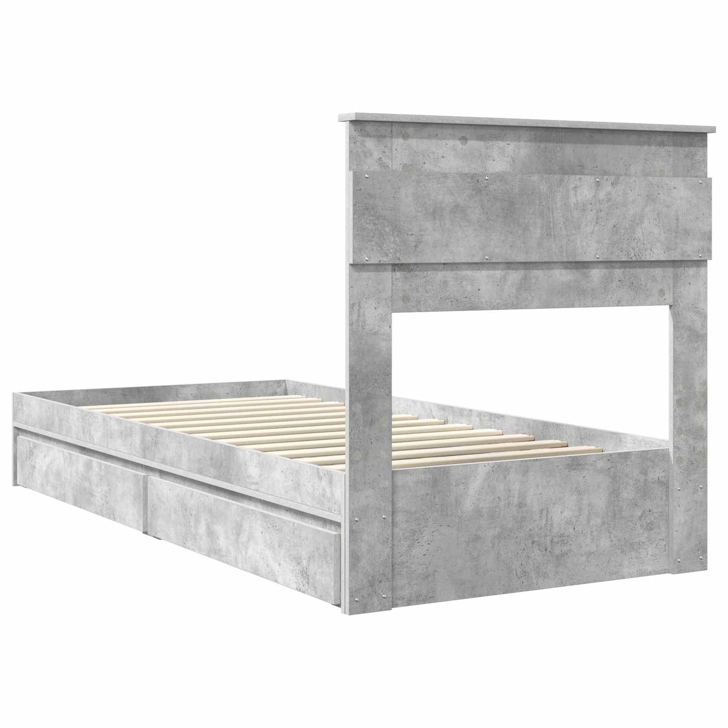 Storage Bed Concrete Grey 75 x 190 cm Engineered Wood