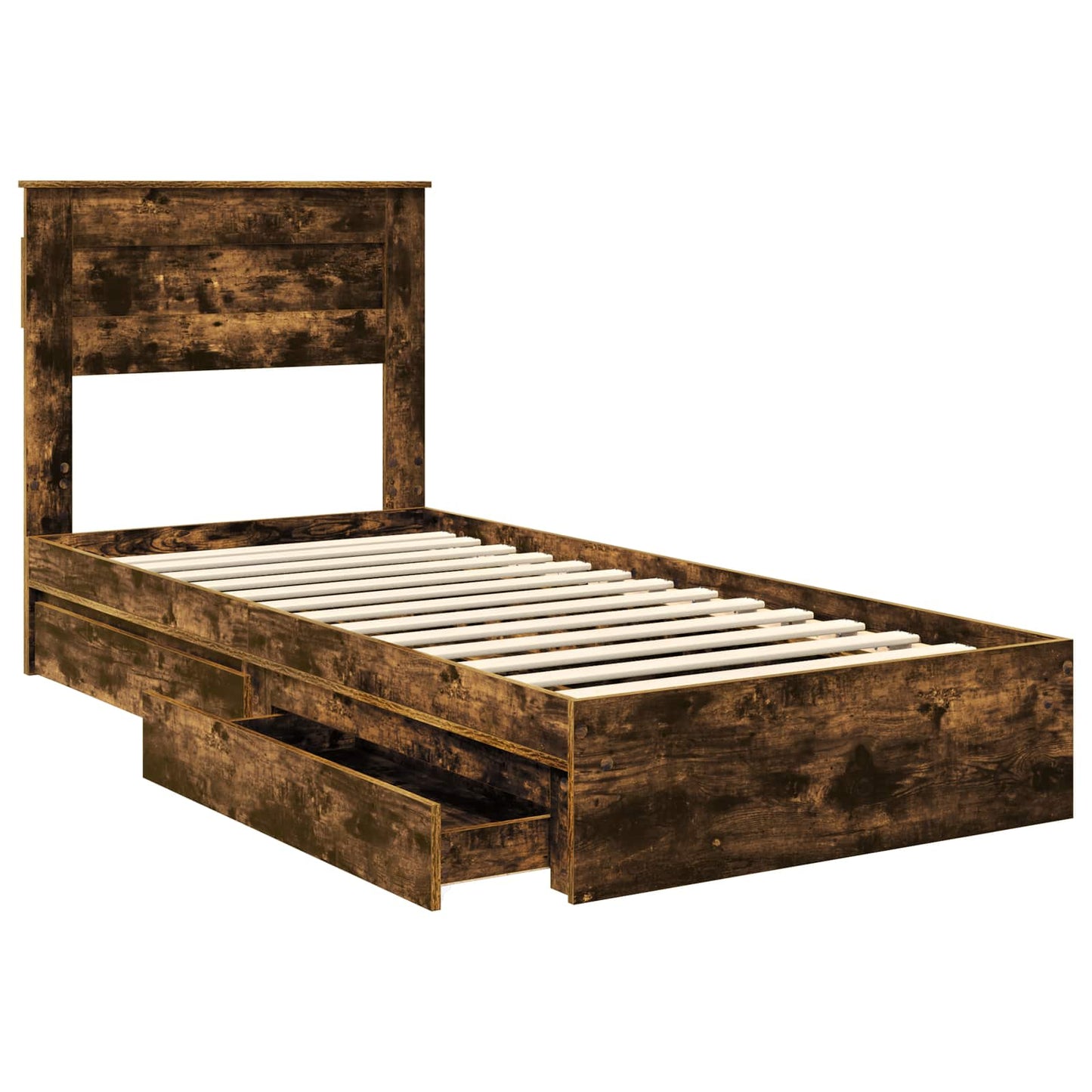 Storage Bed with Drawer Smoked Oak 75 x 190 cm Engineered Wood
