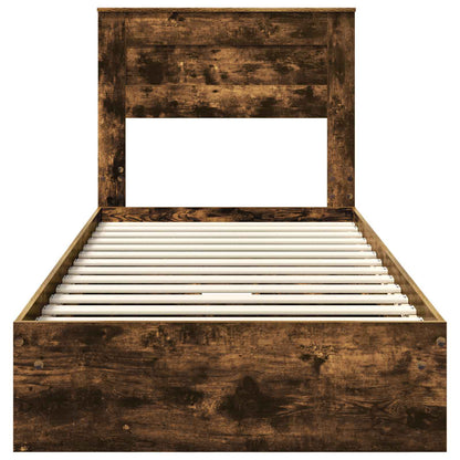 Storage Bed with Drawer Smoked Oak 75 x 190 cm Engineered Wood