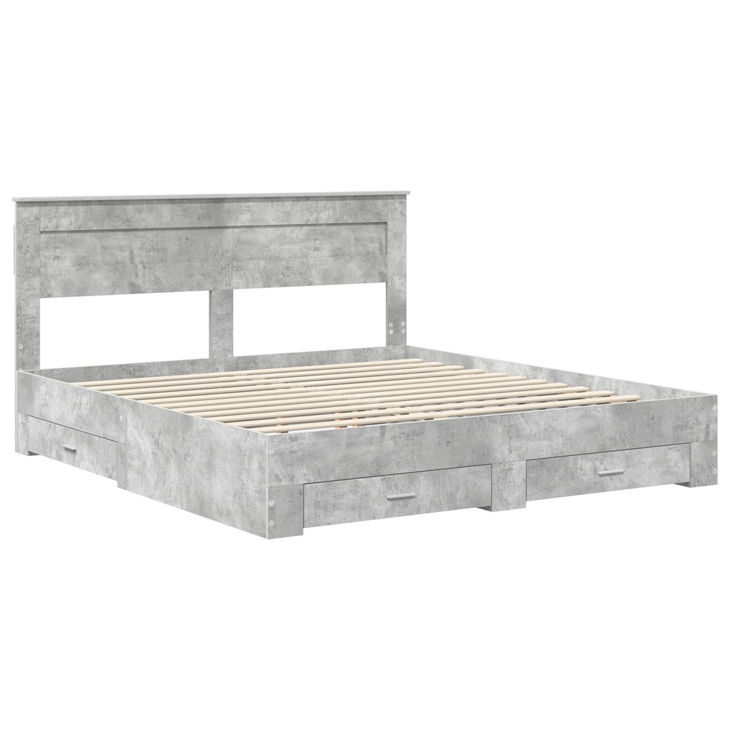 Bed Frame Concrete Grey 200 x 200 cm Engineered Wood