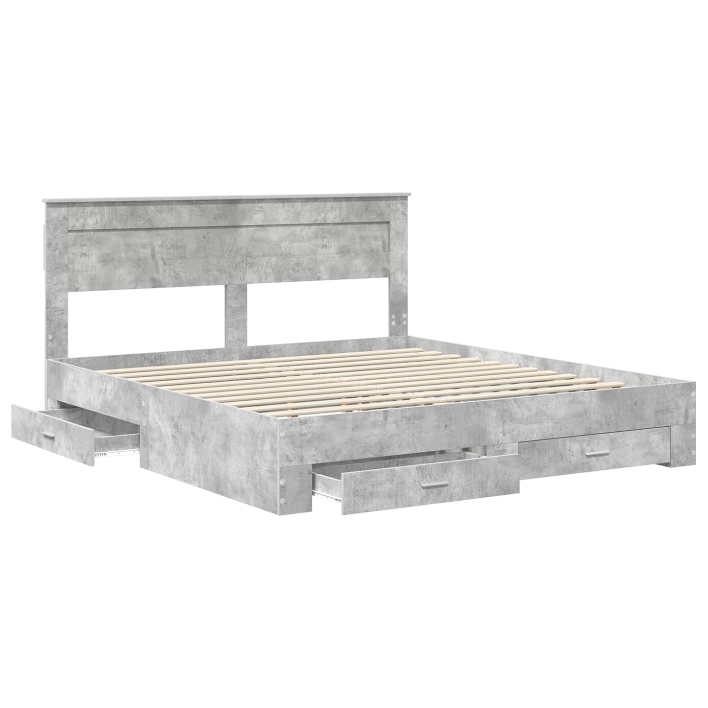 Bed Frame Concrete Grey 200 x 200 cm Engineered Wood