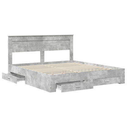 Bed Frame Concrete Grey 200 x 200 cm Engineered Wood