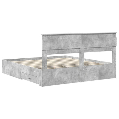 Bed Frame Concrete Grey 200 x 200 cm Engineered Wood