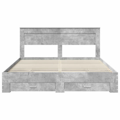 Bed Frame Concrete Grey 200 x 200 cm Engineered Wood