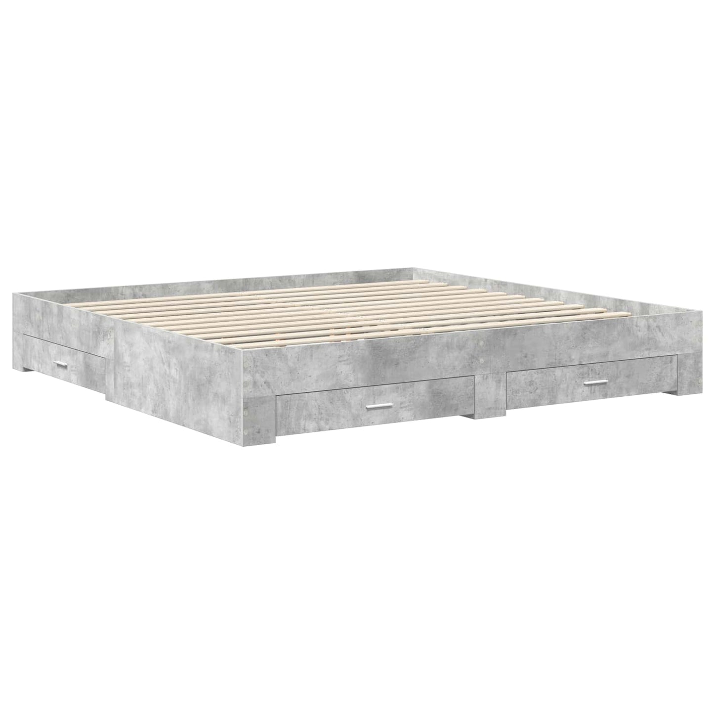 Bed Frame with Drawer Smoked Oak 200 x 200 cm Engineered Wood