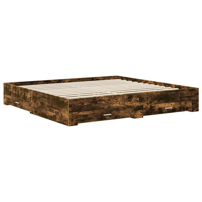 Bed Frame with Drawer Grey Sonoma 200 x 200 cm Engineered Wood