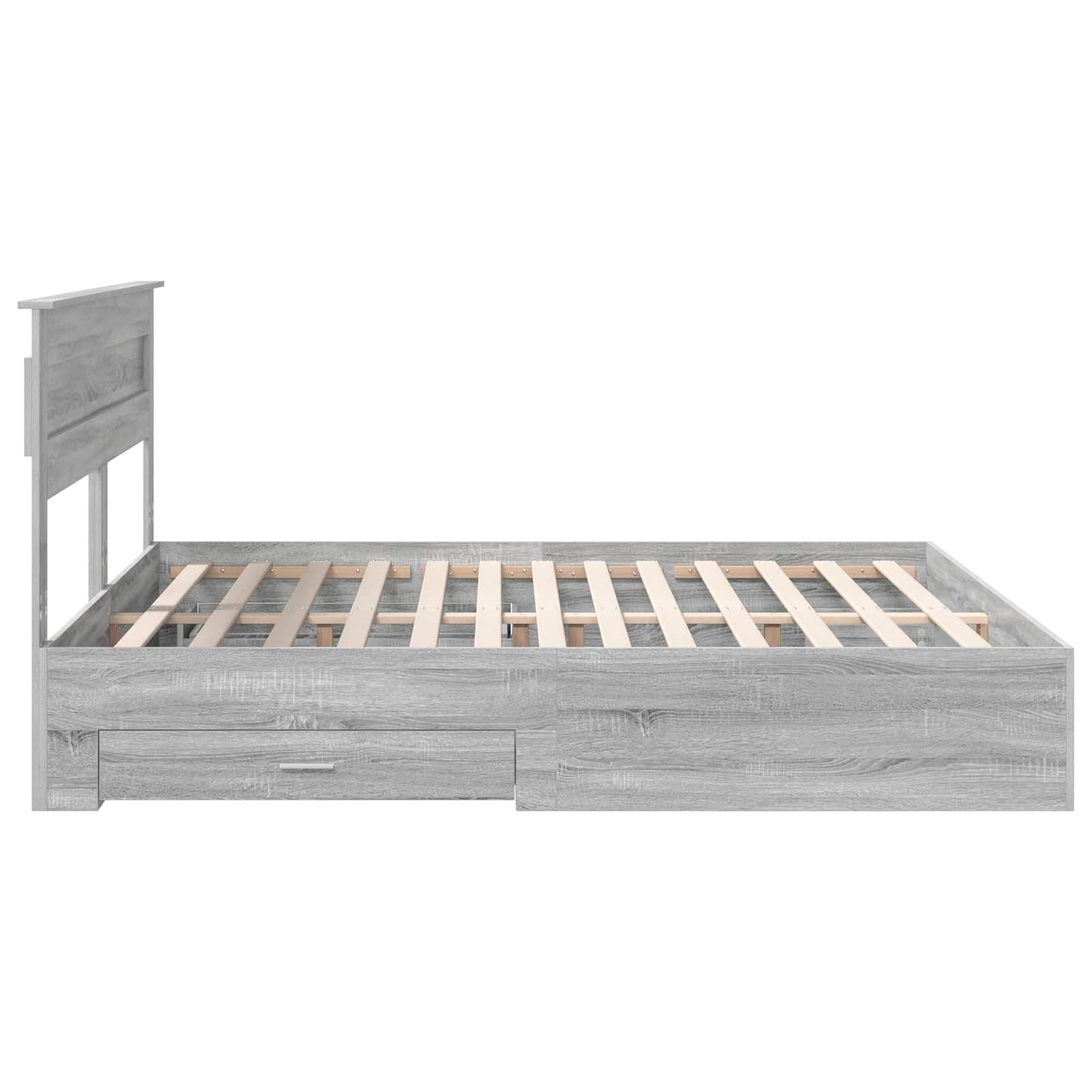 Bed Frame with Drawer Grey Sonoma 200 x 200 cm Engineered Wood