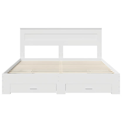 Bed Frame with Headboard White 180 x 200 cm Engineered Wood