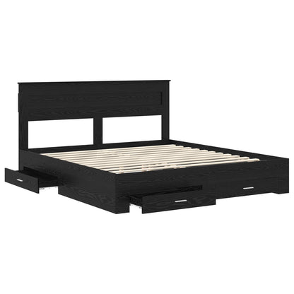 Bed Frame with Headboard Black Oak 180 x 200 cm Engineered Wood