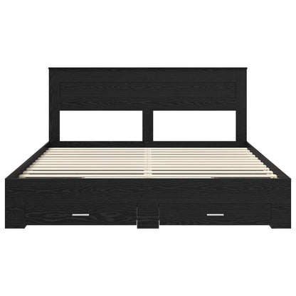 Bed Frame with Headboard Black Oak 180 x 200 cm Engineered Wood