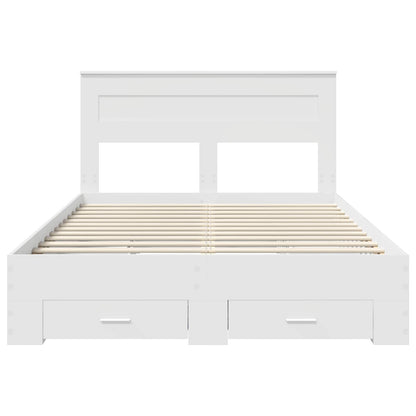 Bed Frame with Headboard White 160 x 200 cm Engineered Wood
