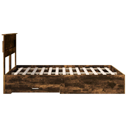 Bed Frame with Drawer Smoked Oak 150 x 200 cm Engineered Wood