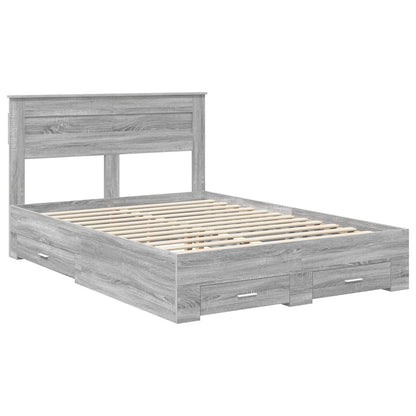 Bed Frame with Drawer Grey Sonoma 150 x 200 cm Engineered Wood