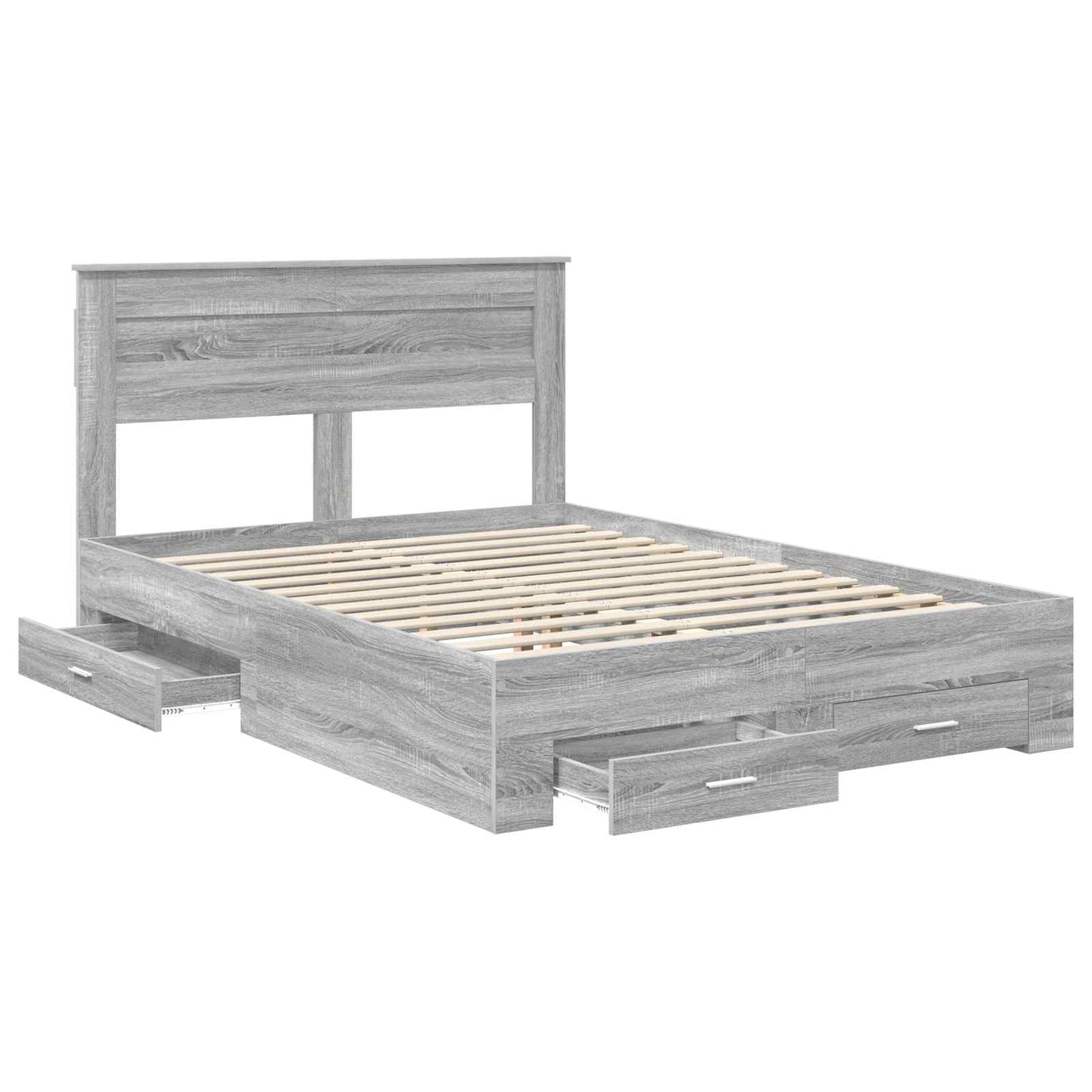 Bed Frame with Drawer Grey Sonoma 150 x 200 cm Engineered Wood