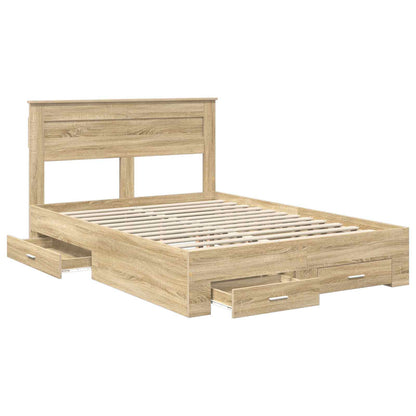 Bed Frame with Drawer Sonoma Oak 140 x 190 cm Engineered Wood