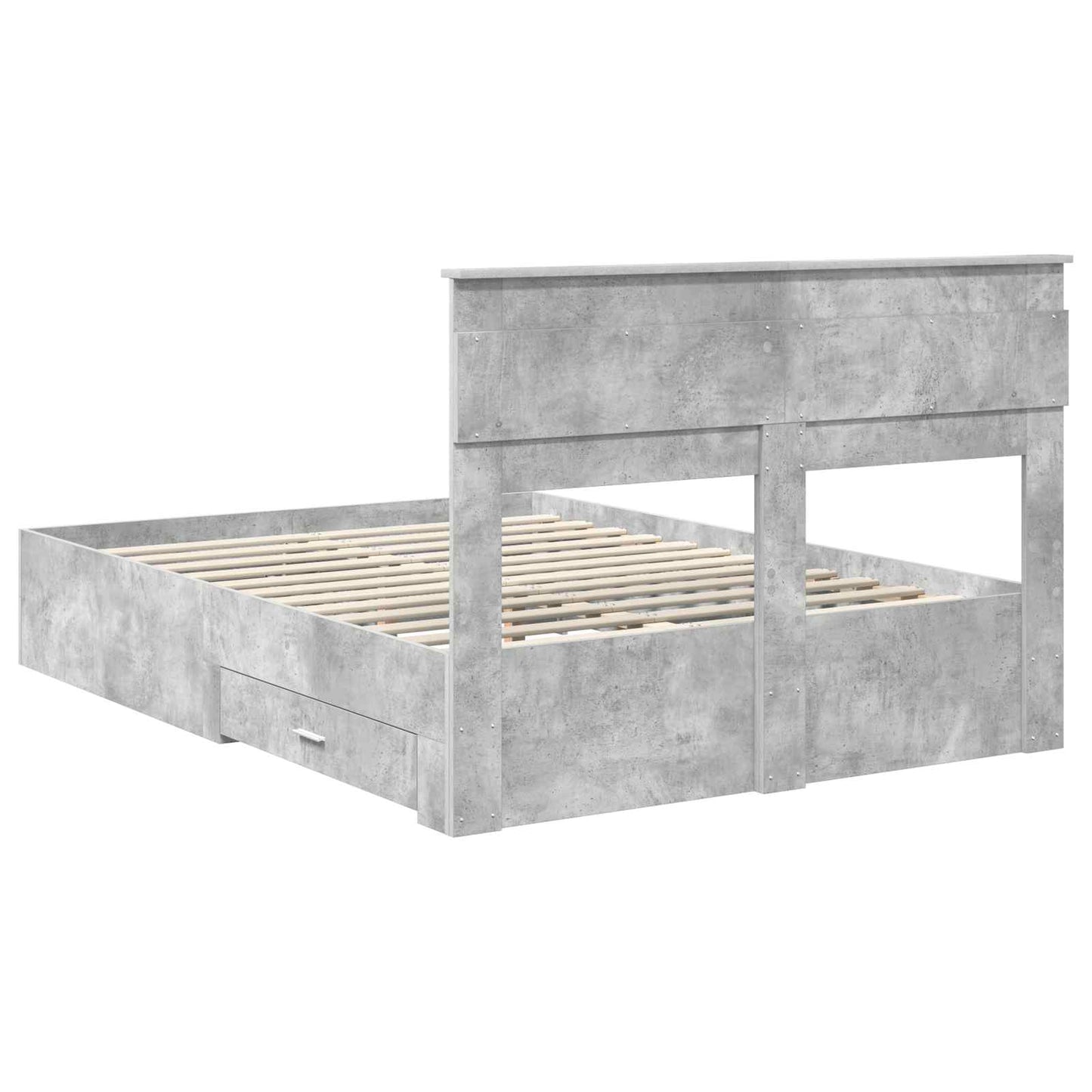 Bed Frame Concrete Grey 140 x 190 cm Engineered Wood