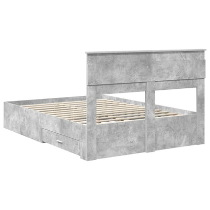 Bed Frame Concrete Grey 140 x 190 cm Engineered Wood