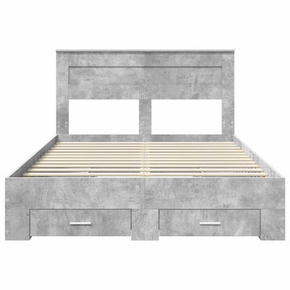 Bed Frame Concrete Grey 140 x 190 cm Engineered Wood