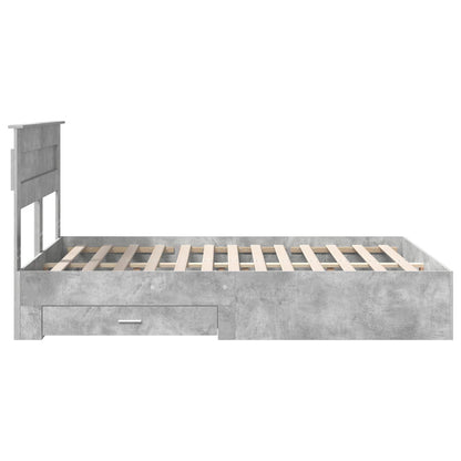 Bed Frame Concrete Grey 140 x 190 cm Engineered Wood