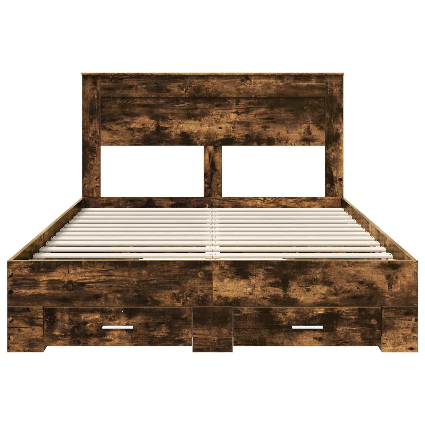Bed Frame with Drawer Smoked Oak 140 x 190 cm Engineered Wood