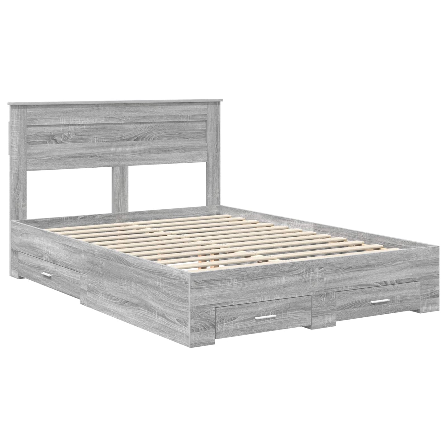 Bed Frame with Drawer Grey Sonoma 140 x 190 cm Engineered Wood