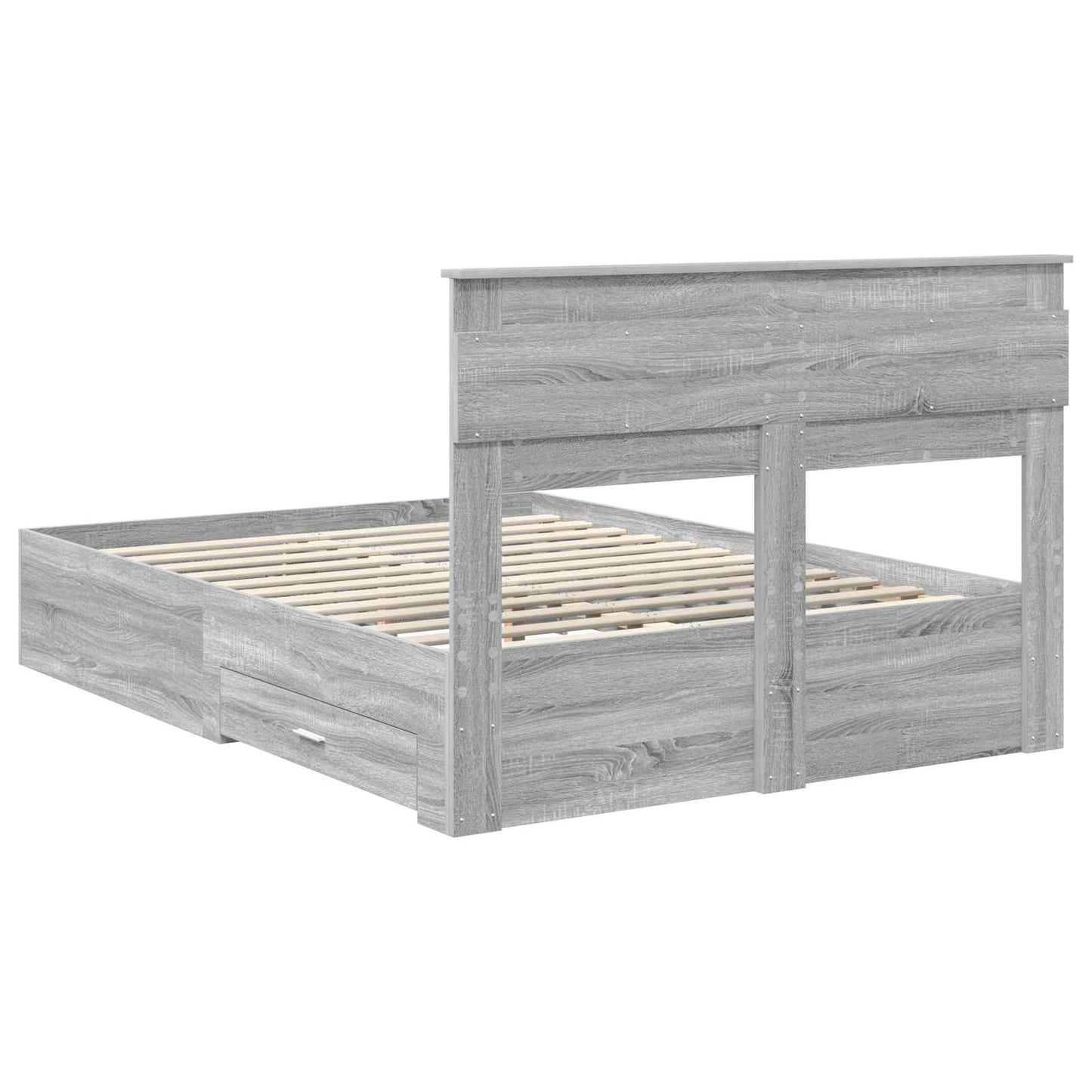Bed Frame with Drawer Grey Sonoma 140 x 190 cm Engineered Wood