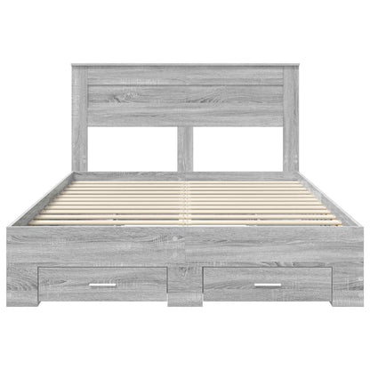 Bed Frame with Drawer Grey Sonoma 140 x 190 cm Engineered Wood