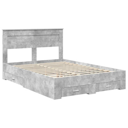Bed Frame Concrete Grey 140 x 200 cm Engineered Wood