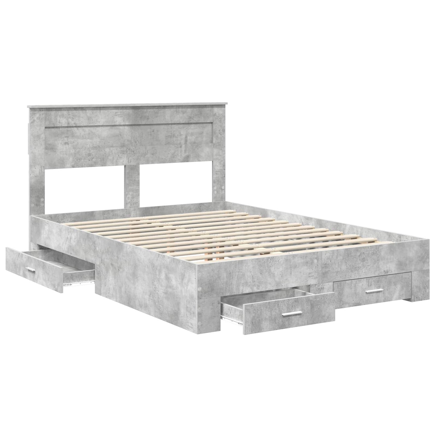 Bed Frame Concrete Grey 140 x 200 cm Engineered Wood