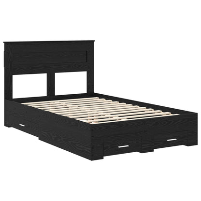 Bed Frame with Headboard Black Oak 135 x 190 cm Engineered Wood