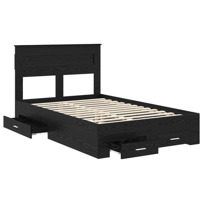 Bed Frame with Headboard Black Oak 135 x 190 cm Engineered Wood