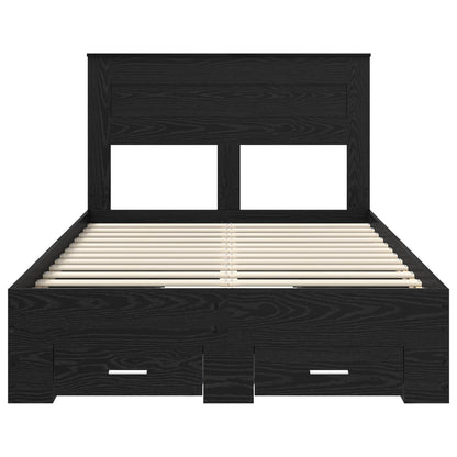 Bed Frame with Headboard Black Oak 135 x 190 cm Engineered Wood