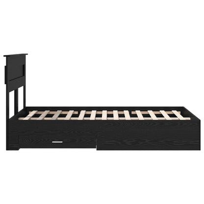 Bed Frame with Headboard Black Oak 135 x 190 cm Engineered Wood