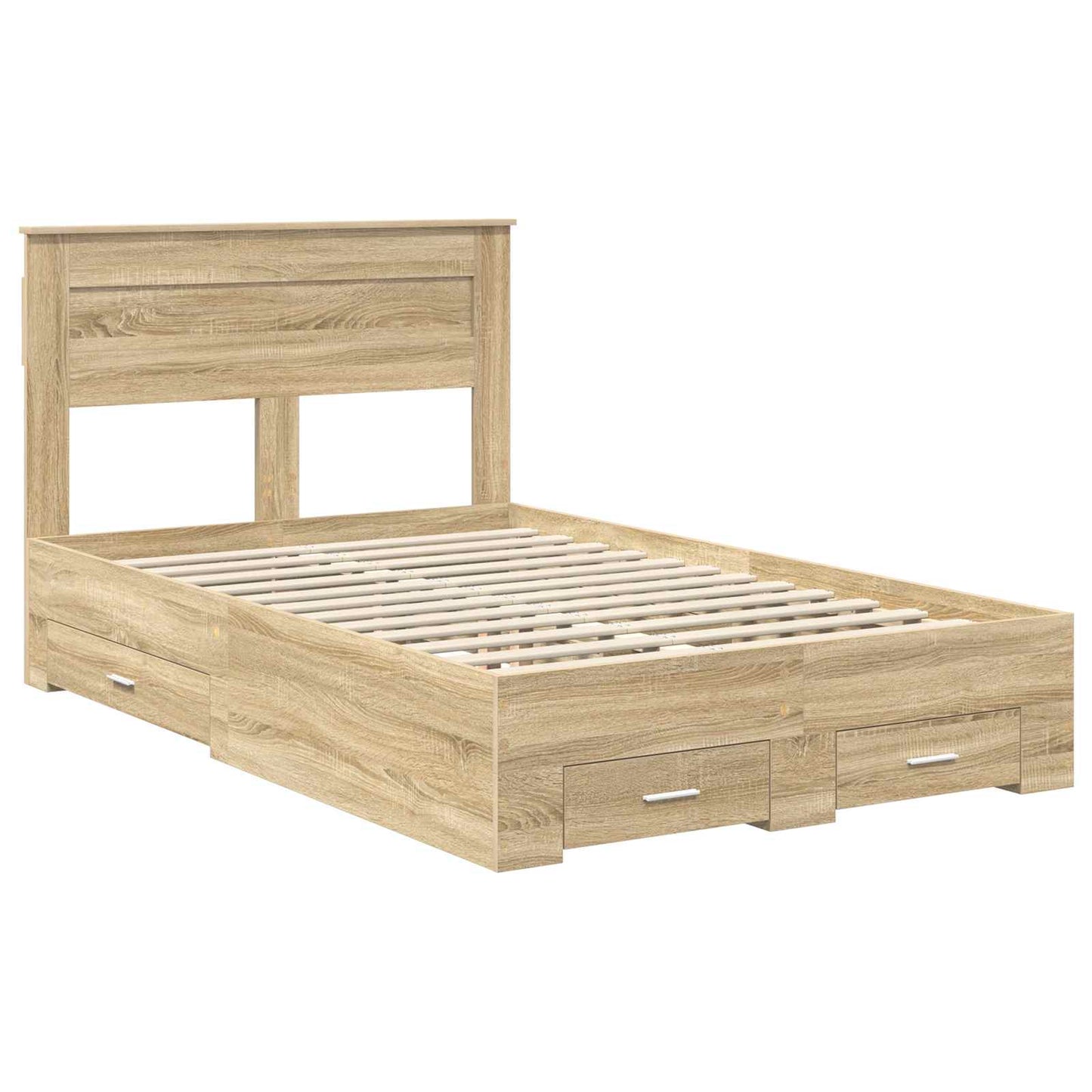 Bed Frame with Drawer Sonoma Oak 135 x 190 cm Engineered Wood